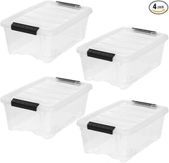 Sheds Company 4-Pack 13 Quart Storage Bins with Lids, Clear