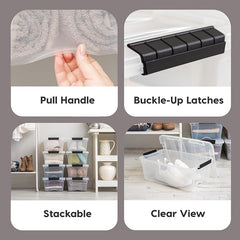 Sheds Company 4-Pack 13 Quart Storage Bins with Lids, Clear