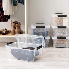 Sheds Company 4-Pack 13 Quart Storage Bins with Lids, Clear
